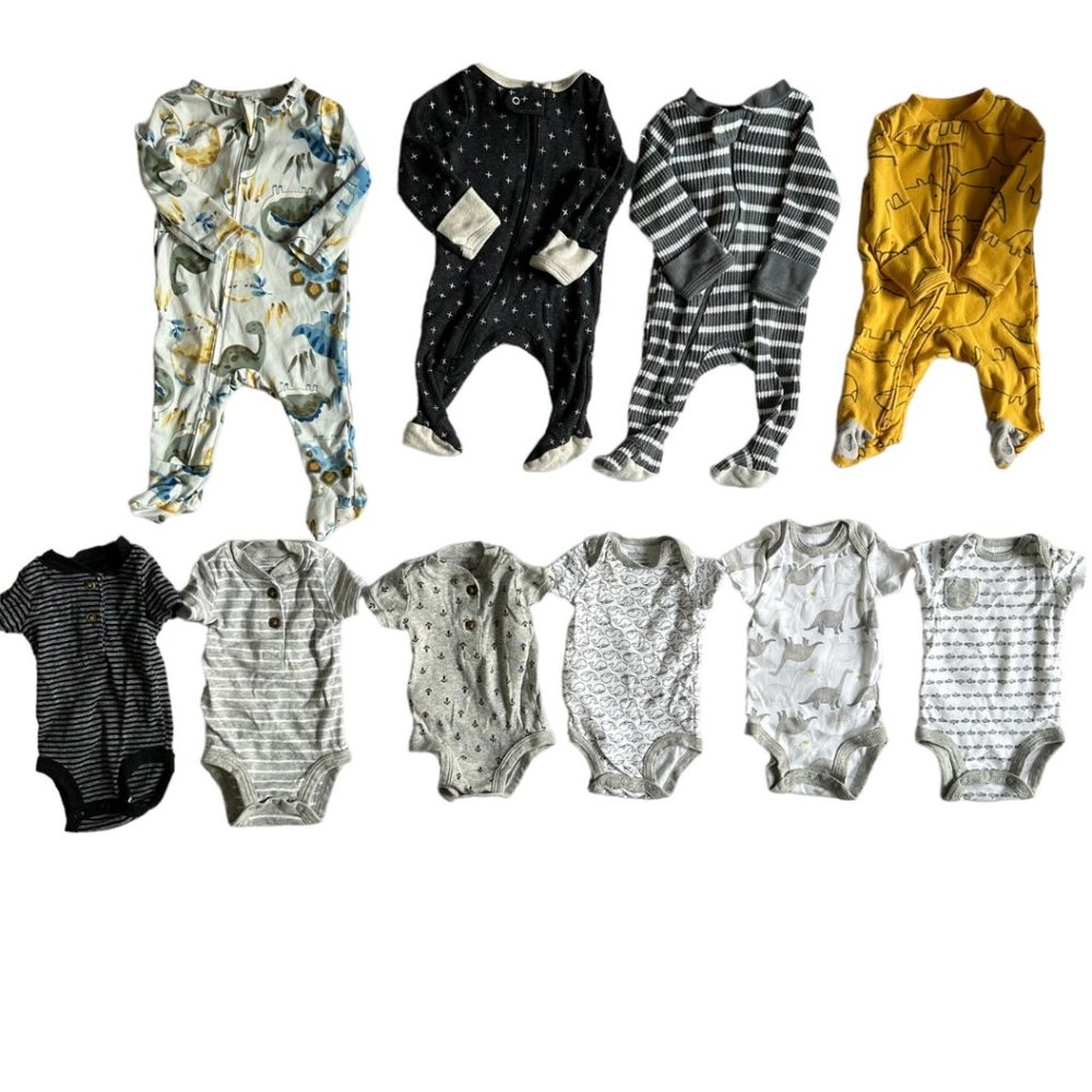 Carter’s Cloud Island Newborn 10-Piece Zip Up Pjs Onesies Bundle